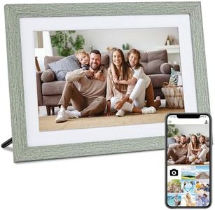 Veidoo 10.1 inch Smart Cloud Wooden Digital Picture Frame, 1280x800 IPS Touch Screen, for Families, Digital Photo Frame Built in 32GB Memory, Share Moments via Frameo App (Gray)