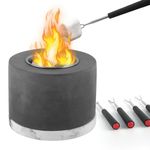 Table Top Fire Pit, Portable Tabletop Fireplace with 4 Forks for Outdoor Garden Patio, Smokeless Alcohol Concrete Fire Bowl for Indoor Decor