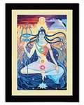 ArtX Paper Premium Shiva Kundlini Power Chakras Wall Art Painting, For Living Room, Drawing Room Multicolor, Traditional, 18X24 in, Set of 1