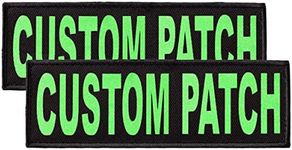 Dogline Custom Patch with Glitter Letters for Dog Vest Harness or Collar Customizable Bling Text Personalized Patches with Hook Backing Name Agility Service Dog ESA 2 Patches Z Green Text