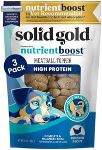 Solid Gold Food Toppers for Picky Dogs - Real Chicken Meatball Topper - 3 Pack Healthy Dog Treats - High Protein Soft Dog Treats to Serve w/Dry Dog Food or Wet Dog Food or as Dog Snacks