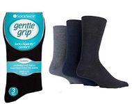 3 PAIRS Sock Shop Men's Diabetic Cotton Rich Gentle Grip HoneyComb Top Non Elastic Socks Size 6-11 (Dark mix)