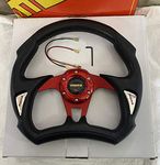 AUTO MT - MOMO RED FULL DSHAPE 12INCH Universal Steering Wheel for Sports Car Look Rally Race Off Road with HUB Free