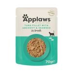 Applaws 100% Natural Wet Cat Food, Tuna Fillet with Anchovy in Broth, Pack of 12 x 70g Pouches