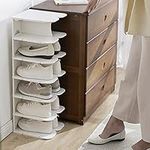 Shoe Rack 6-Tiers Easy to Assemble for Closet Under Bed Shoe Storage Oraganzier Space - Saving Horizontal & Vertical Free Connection for Wardrobe, Hallway, Shoe Tower Shelf for Shoes, Boots, Slippers