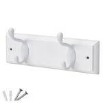 keypak 2-Hook Door Wall Mounted Coat Rack, 22.5cm - White Wooden Board, White Coat Hooks - Fixings Included