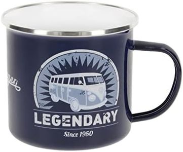 BRISA VW Collection - Volkswagen Taza grande de esmalte para cafété o cappuccino T1 Bus para camping (500 ml/Legendary/Azul)