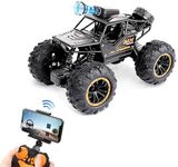 VVE Remote Control Cars with 720P HD FPV WiFi Camera, 2.4Ghz 1/18 Scale Off-Road Remote Control Truck Monster Trucks for Toddlers Kids Adults, Gifts for Boys and Girls, Black