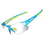 RockBros Cycling Sunglasses Photochromic Bike Glasses for Men Women Sports Goggles UV Protection (Blue Green)