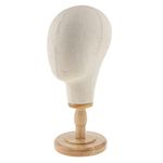 21 Inch Cork Canvas Block Head Mannequin Manikin Wig Making Hat Display Styling Head with Wooden Stand Beige Wig Stand