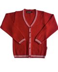 KIRONIKNIT Girls School Uniform Full Sleeves Cardigans with Lining (26, Red - White Lining)