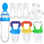 10 Pack Baby Food Feeder Set Baby Fruit Feeder Pacifier Silicone Infant Teething Toys Teether for Baby,Including Baby Food Dispensing Spoon and Baby Finger Toothbrush