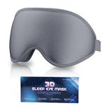 SUSNUAN Eye Masks for Sleeping, 3D Contoured Sleep Mask Light Blocking Sleep Mask for Women and Men, Soft and Comfortable Night Eye Blinder, Suitable for Travel, Flight, Lunch Breaks, Sleeping (Grey)