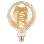 TopLeder Vintage Edison Light Bulb, E27 Edison Screw Bulb Dimmable, 6W Equivalent to 60W, 300LM LED Light, Warm White 2200K, Retro LED Bulb, G125 Large Globe Spiral Filament Bulb, Clear Amber Glass