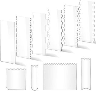 PROKITCHEN 6 Pack Acrylic Cake Scraper Clear Decorating Comb set Pastry Cutter Cake Edge Smoother Scraper in 11 Patterns for DIY Different Cream Cake BONUS 4 Pieces Soft Plastic Cake Smoother Scraper
