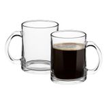 Hudson & Lane Crystal-Clear Glass Coffee & Espresso Mugs (Set of 2) - 12 oz - Luxury Coffee Cups and Glasses