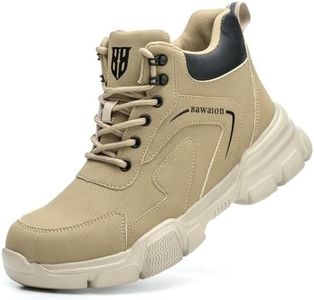 Nasogetch Zapatos de Seguridad Hombre Mujer Botas de Seguridad Impermeable Ligero Zapatillas de Seguridad Comodo Calzado de Seguridad 9193 Caqui 40 EU