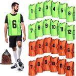 Gatutul Soccer Pinnies, 24 Pack Scrimmage Training Vests in 2 Vibrant Colors, 1-12 Numbered Practice Jerseys for Adults Soccer Basketball Football Volleyball - Orange & Green