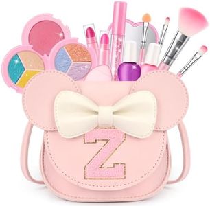 Kids Makeup Kit for Girls - 15 Pcs Real Washable Make Up Set - Non Toxic Toddlers Cosmetic with Letter Purse - Dress up Birthday Gifts for 3 4 5 6 7 8 Years Old Girls - Pink Z