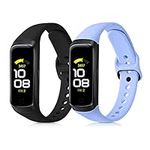 kwmobile Straps Compatible with Samsung Galaxy Fit (SM-R370) Straps - 2X Replacement Silicone Watch Bands - Light Blue/Black