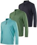 Real Essentials Mens Big and Tall King Size Quarter 1/4 Zip Pullover Long Sleeve Athletic Dry Fit Shirt Gym Running Golf Half Zip Top Workout Sweatshirts Sweater Jacket, Set 12, 3X Tall, Pack of 3