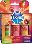 SKINS Flavoured Lube Set - 3 Flavoured Water Based Lubes - Fruity Edible Lubricant & licks - Watermelon, Strawberry and Mango & Passionfruit Flavoured Lube for Oral Pleasure & Intercourse