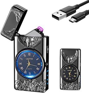 SKRFIRE Electric Lighter Rechargeable Watch Lighter for Eagle, USB Arc lighters,Fashion Dragon Lighter, Windproof Dual Arc Plasma Lighters, Metal Lighters LED Lighting for Candles Gifts (Black)