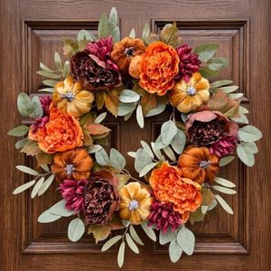 Presentastic Fall Wreaths for Front Door, Autumn Wreath with Storage Bag