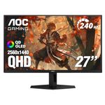 AOC Q27GAZD 27" QD OLED Gaming Monitor, QHD 2560 x 1440, 240Hz 0.03ms, HDMI 2.0 x1, Display Port x1, G-Sync Compatible, Console Gaming Ready, 3-Year Zero-Bright-Dot