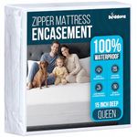 Beddora Zippered Mattress Encasement Queen - 100% Waterproof and Bed Bug Proof Mattress Protector - Absorbent, Six-Sided Mattress Cover (Pack of 2)