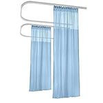 Macochico Blue Medical Curtains Privacy Hospital Cubicle Curtain with Flat Hook Hanging for Hospital Medical Clinic SPA Lab Curtain Room Divider,10ft Wide x 8ft Tall(1 Panel)