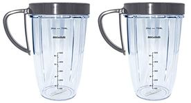 Blendin 24 Ounce Large Tall Cup Jar with Handled Lip Rings, Fits Nutribullet NBR-101B Blenders, (2 Pack)