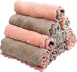 SAOYOAS Microfiber 10 Pack Kitchen Cloth Dish Towels, Super Absorbent Coral Velvet Dishtowels, Premium Cleaning Cloths,Non-Stick Oil Quick Dry Dish Towels, Soft Tea Towels, Table Cleaning Cloths.