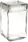 Oneida 85588R Stackable Square Glass Jar w/Glass Lid, 1.5 qt, Clear (Case of 4)