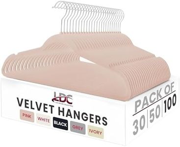 LDC Pink Velvet Hangers 100 Pack - Premium Non-Slip Clothes Coat Pants Felt Hanger for Closet - Heavy Duty Space Saving 360° Swivel Hook Hangars – Pink