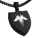 Tioneer Stainless Steel Greek Mythology Cerberus Shield Pendant Necklace