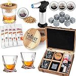 Foghat Cocktail Smoker Kit Gift Set - Includes Foghat Whiskey Smoker Kit with Torch, Wood Chips For Smoking, Butane Refill (60ml), 2 Rocks Bourbon Whiskey Glasses, 9 Whiskey Stones & Old Fashioned Mix
