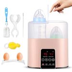 Bizcasa 4-in-1 Bottle Warmer, Baby Bottle Warmer for Baby Bottles, Baby Steriliser for Baby Bottles, Baby Food Warmer, Quick Heating, Defrosting and Keeping Warm with LCD Display (Pink)