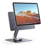 UGREEN Magnetic iPad Pro 12.9 Stand Desk Holder Swivel 360° Rotating Foldable Adjustable Height Portable Travel Mount Aluminum Compatible with iPad Pro 12.9 Inch 2022/2021/2020/2018,iPad Air 13 2024