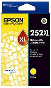 Epson EPC13T253492 252XL High Capacity Durabrite Ultra Ink Cartridge for Workforce Pro WF-3620 3640 7610 7620, Yellow