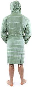 Cacala mens Beach, Turkish Hooded Bathrobe with Pocket for Men Women Lightweight Soft Ultra Absorbent Beach Pool Hote, Olive Green, Small US