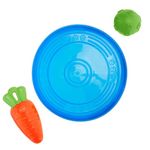 Amazon Basics Dog Toys (Set of 3) - Throwing Natural Latex Ball, Squeezy Carrot, and Super Flyer Frisbee | Interactive Play for Dogs & Puppies