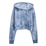 Amazhiyu Women's Cropped Hoodies Tie Dye Hoodies Long Sleeves Fleece Crop Top Sweatshirt with Hooded Tie Dyed Blue XXL