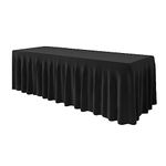 EMART Black Table Skirt for Rectangle Tables 8ft, Black Spandex Tablecloth Cover for Banquet Wedding Birthday Party