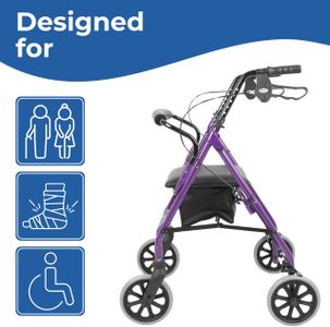 DAYS Lightweight Folding Rollator Walker – Adjustable Seat, Lockable Brakes, Racing Green, Medium