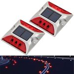 Epyz Solar Road Stud Light Outdoor Waterproof 6 LED Deck Lights for Driveway, Dock, Markers, Step, Staircase, Garden, Ground [ Aluminium Alloy] [ Pack of 2, Red Flashing ]