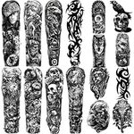 Waterproof Temporary Tattoos Full Arm 8 Sheets and Half Arm Fake Tattoos 8 Sheets, Extra Large Tattoo Stickers for Men and Women or Adult (58X18cm)