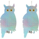 Bird Blinder Hanging Owl Decoys to Scare Birds Away - Reflective Bird Deterrent Devices - Scare Away Woodpecker, Swallow, Hawks, Crows, Pigeons and Birds - Window Strike Prevention 16 inch - Pack of 2