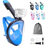 Wsobue Snorkel Mask,Full Face Diving Mask for Adults and Youth Action Camera Compatible Mask Anti-Fog Easy Draining Snorkeling Set