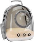 Space Capsule Astronaut Pet Backpack Carrier for Cat and Small Dog, Clear Bubble Dome Window with Soft Pillow, Airline Approved (Grey)